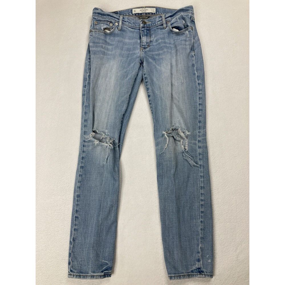 Abercrombie & Fitch Blue Brett Distressed Acid Wash Perfect Stretch Jean Women 4
